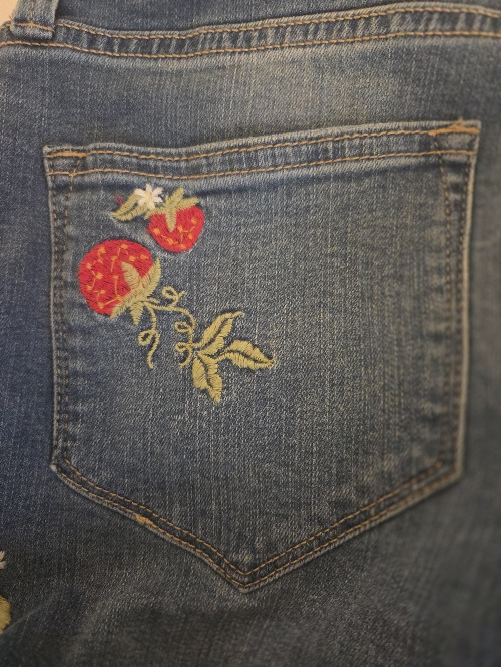 Driftwood Fiora Flare Strawberry Fields Embroidered Denim Women's Jeans Size 6 - Picture 3 of 11